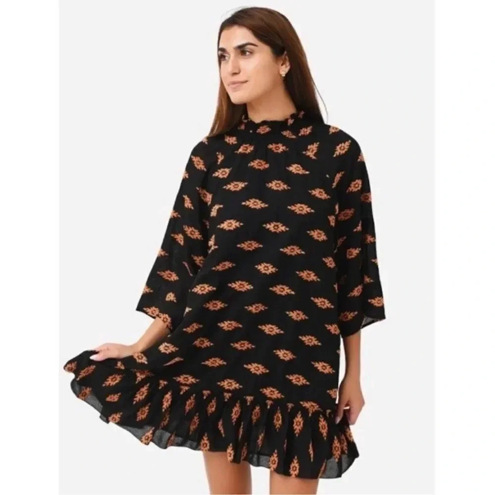 Rhode Marika Mini Tent Dress in Ikat Clip Jacquard